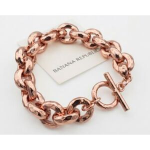 Banana Republic Aureus + Argent Rose Gold Hammer Link Toggle bracelet NWT 89